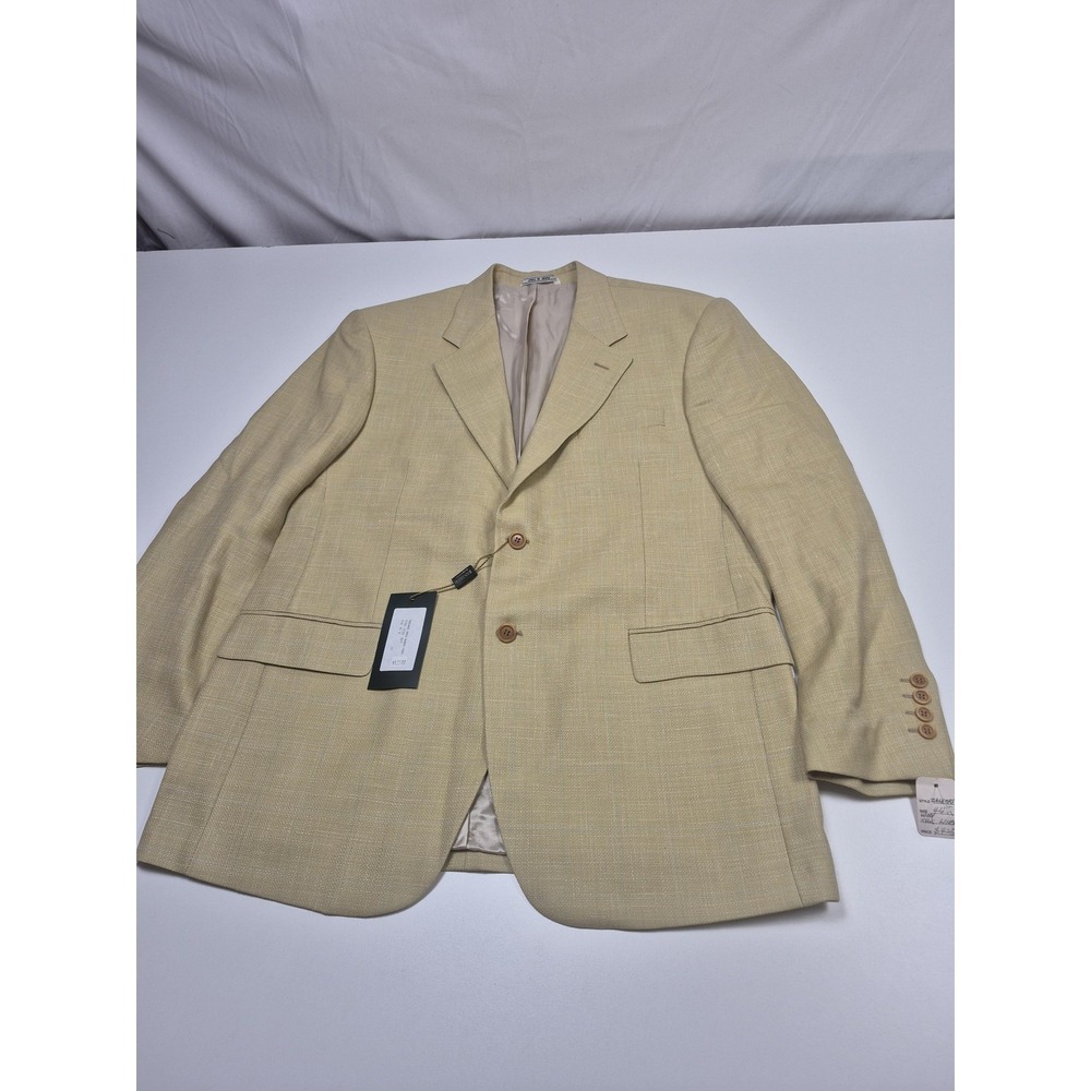 Zanieri Blazer Mens 44R Beige Wool Silk Linen Check Sport Coat Italy NWT